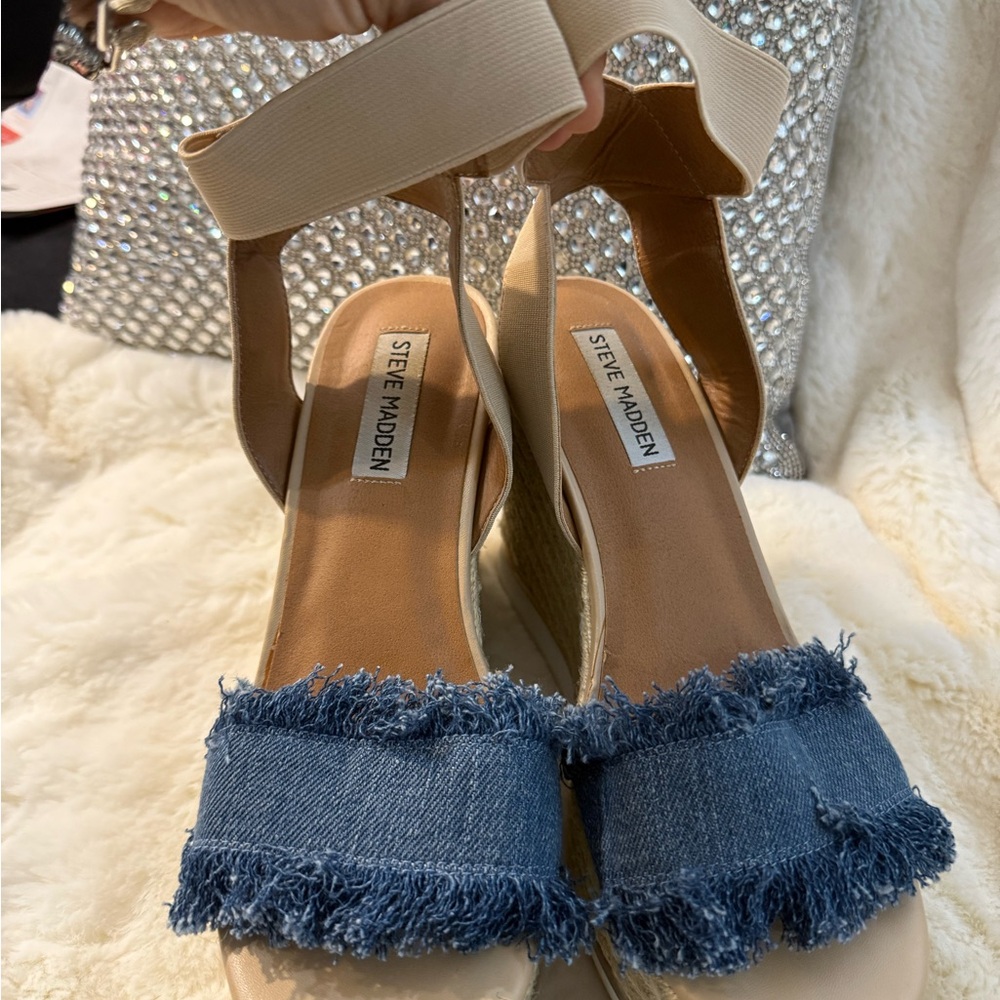 Steven madden Blue and Tan Women's Wedges